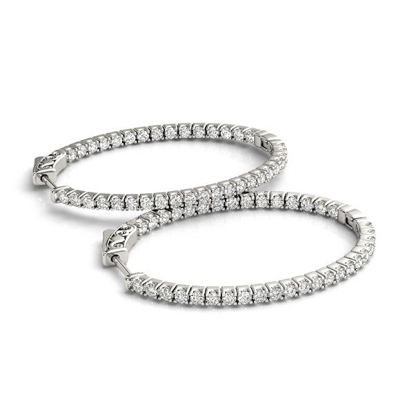 White 14K Gold Lab Diamond Inside Out Hoop Earrings