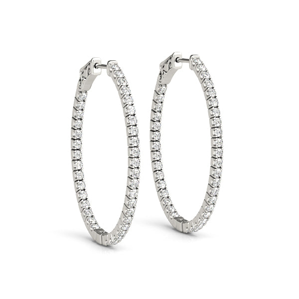 18K White Gold Lab Diamond Inside Out Hoop Earrings