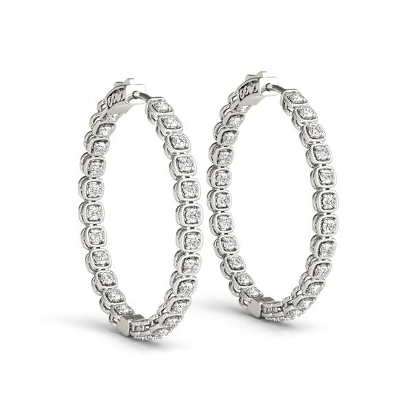 Lab Diamond Inside Out 1.2"" Hoop Earrings