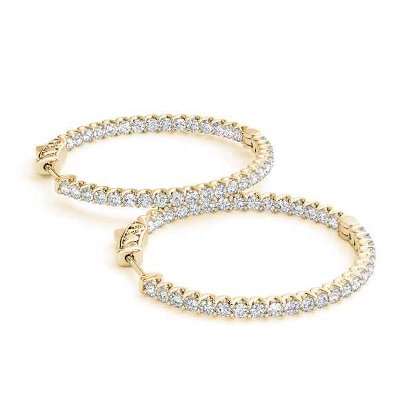 14K Yellow Gold Lab Diamond Inside Out Hoops