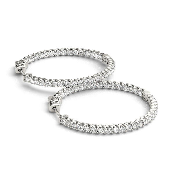 18K White Gold Lab Diamond Inside Out Hoop Earrings