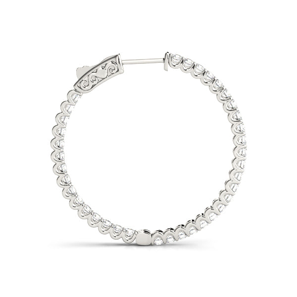 Round Diamond Inside Out Hoop Earrings
