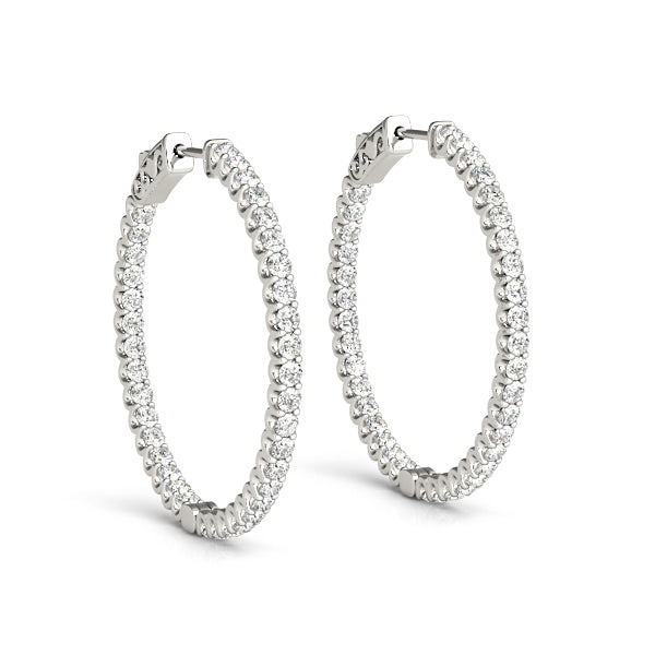 14K White Gold Lab Diamond Inside Out Hoop Earrings