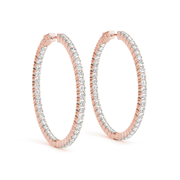 14K Rose Gold Lab Diamond Inside Out Hoop Earrings