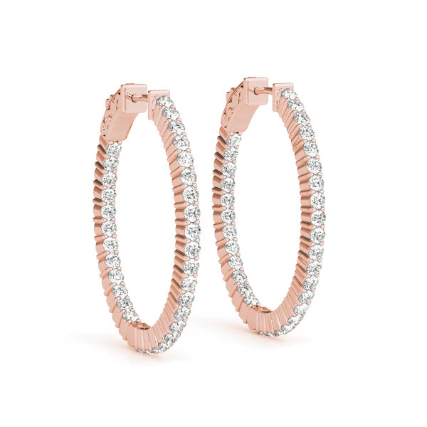 14K Rose Gold Lab Diamond Inside Out Hoop Earrings