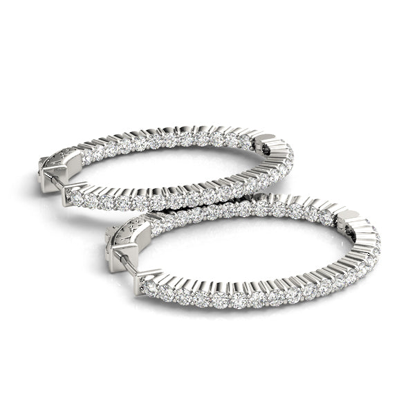 Diamond Inside Out 14K Gold Hoop Earrings