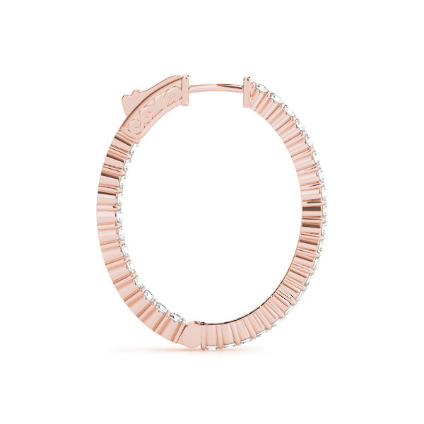18K Rose Gold Lab Diamond Inside Out Hoop Earrings