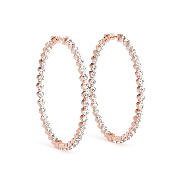 14K Rose Gold Lab Diamond Inside Out Hoop Earrings