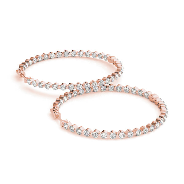 18K Rose Gold Lab Diamond Inside Out Hoop Earrings
