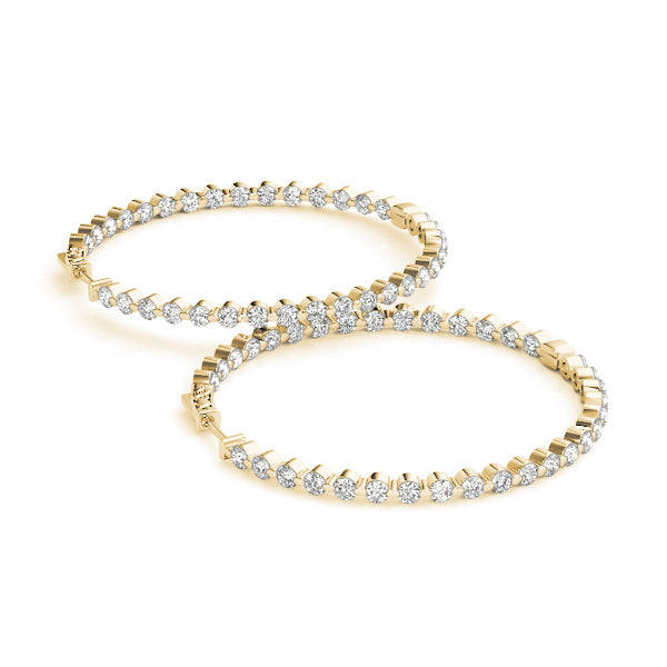 14K Yellow Gold Lab Diamond Inside Out Hoop Earrings