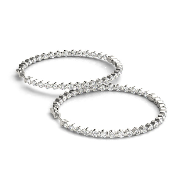 14K Gold Lab Diamond Round Inside Out Hoop Earrings