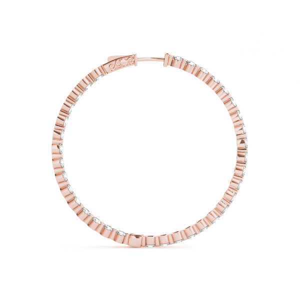 18K Rose Gold Lab Diamond Inside Out Hoop Earrings