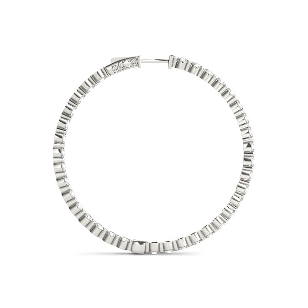 14K White Gold Lab Diamond Inside Out Hoop Earrings