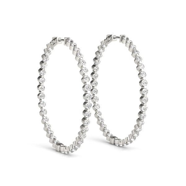 14K White Gold Lab Diamond Inside Out Hoop Earrings