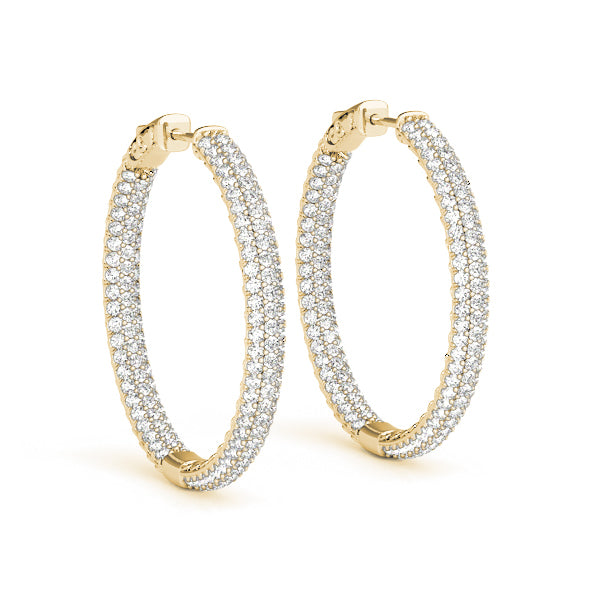 14K Yellow Gold Diamond Pave Hoop Earrings