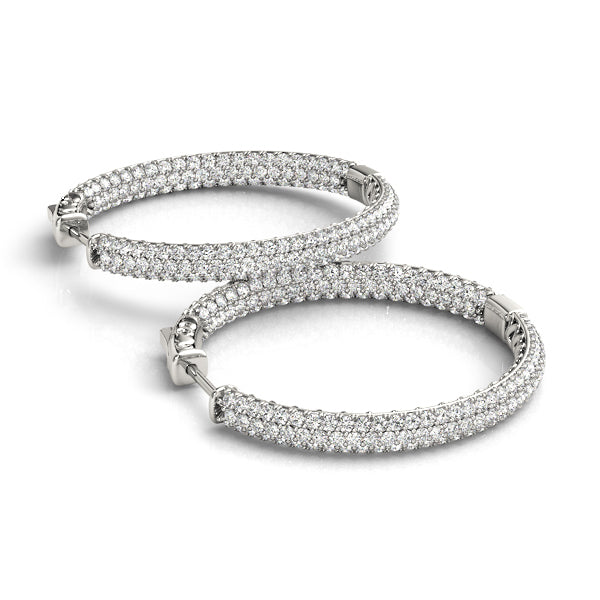 White 14K Gold PavÃ© Diamond Hoop Earrings