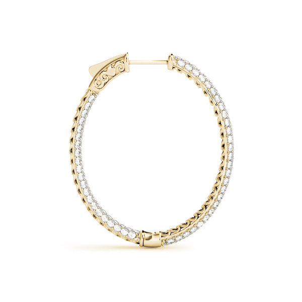 14K Yellow Gold Diamond Inside Out Hoop Earrings