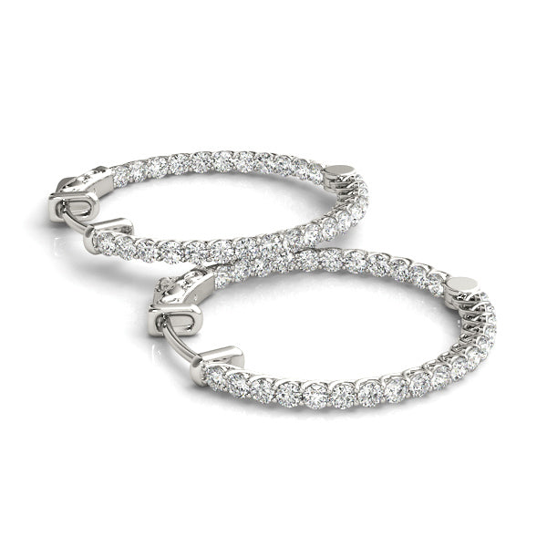 Diamond Lab Grown Inside Out Hoop Earrings 14K Gold