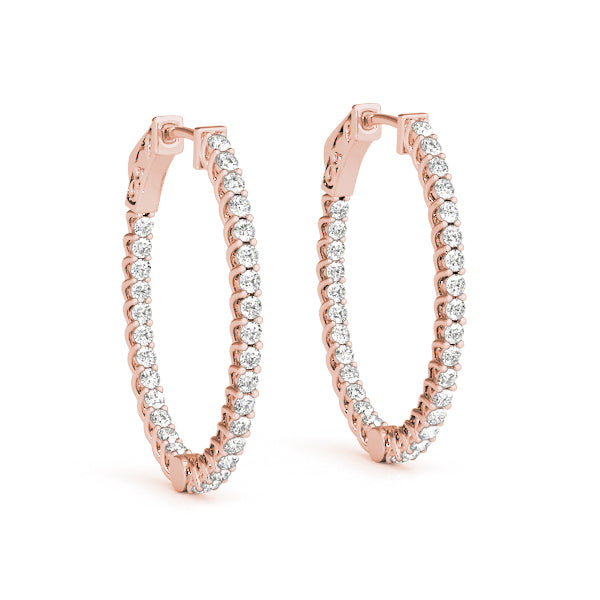 Rose Gold Lab Diamond Inside Out Hoop Earrings