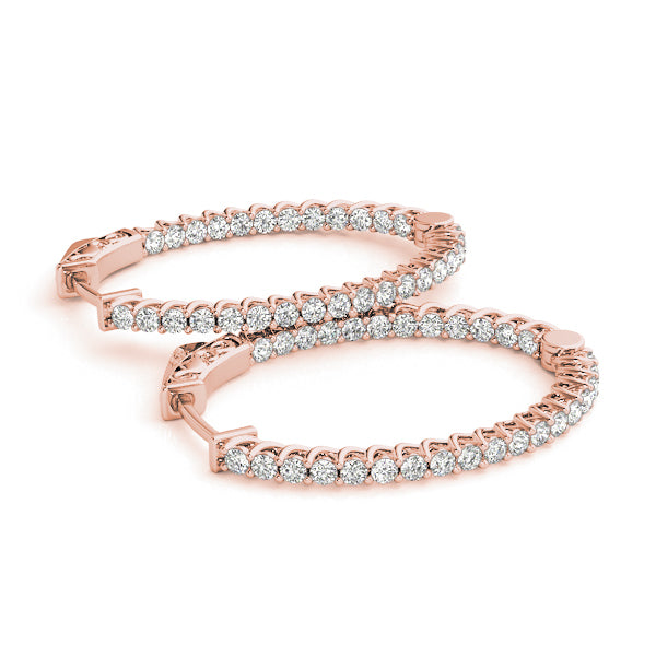 Rose Gold Lab Diamond Inside Out Hoop Earrings