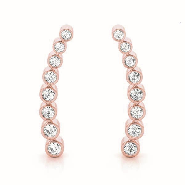 Rose Gold Lab Diamond Ear Climber Pair