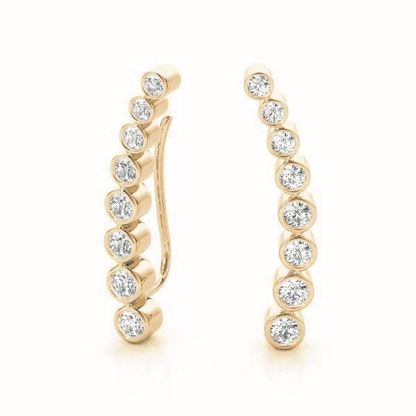 14K Yellow Gold Lab Diamond Ear Climbers