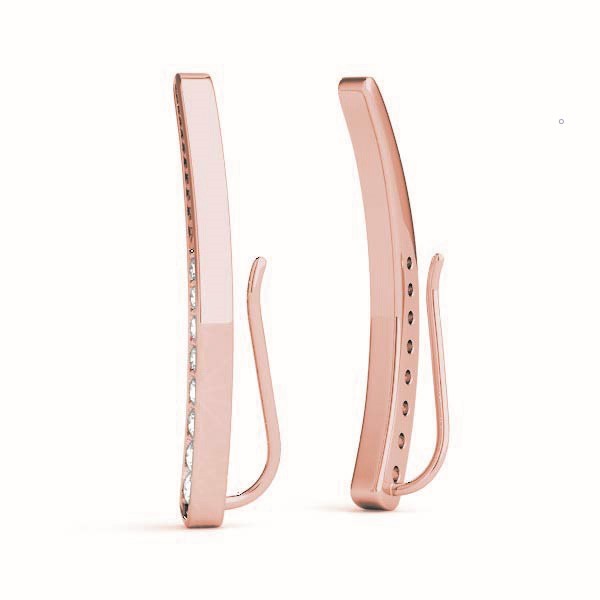 Rose Gold Lab Diamond Ear Climber Pair