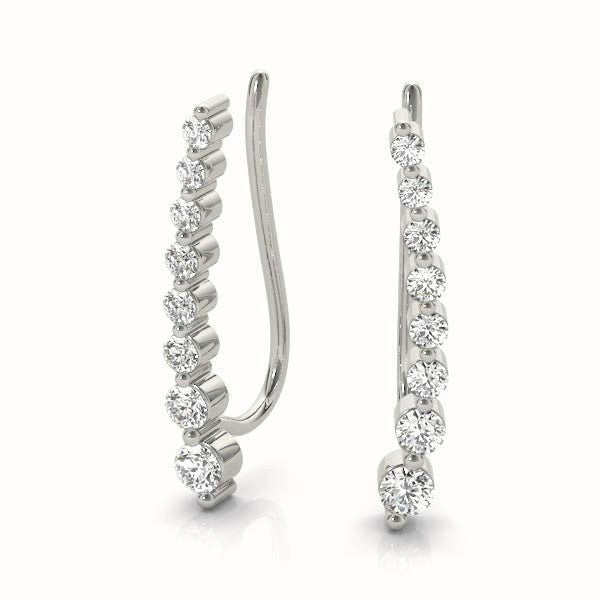 14K White Gold Diamond Ear Climbers