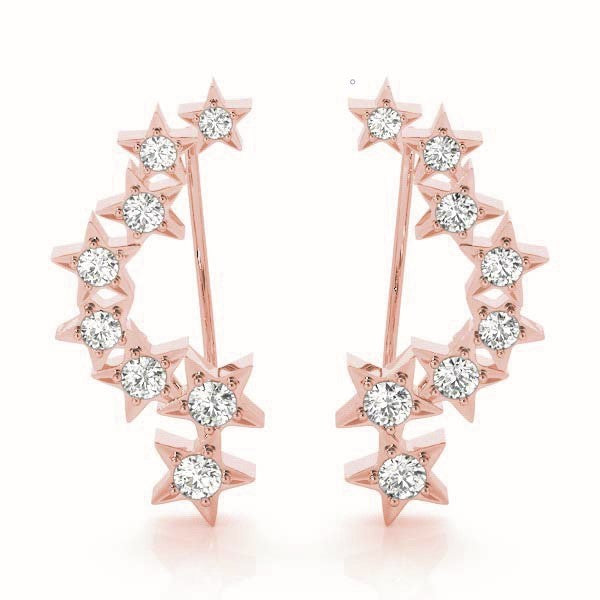 Rose Gold Lab Diamond Ear Climber Pair