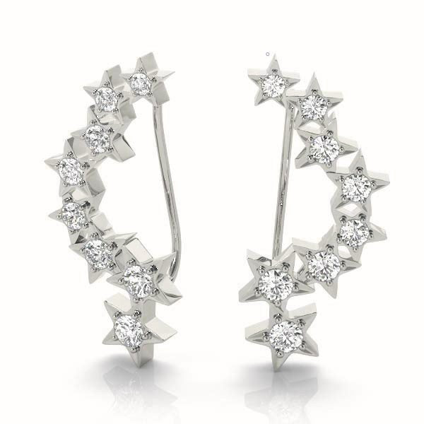 14K White Gold Lab Diamond Ear Climbers
