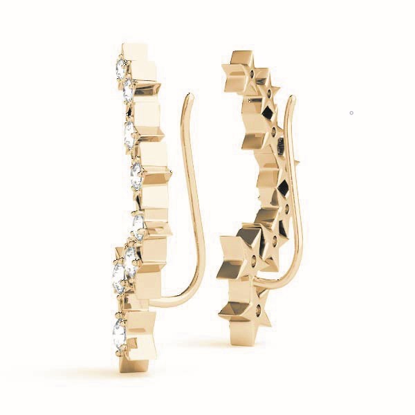 18K Yellow Gold Diamond Ear Climbers