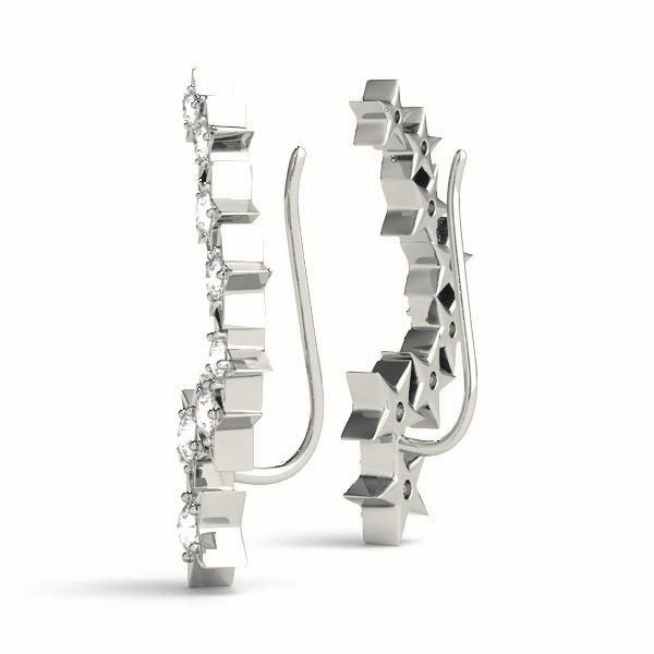 Platinum Lab Diamond Ear Climber Pair