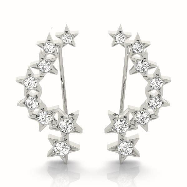 18K White Gold Round Diamond Fashion Earrings