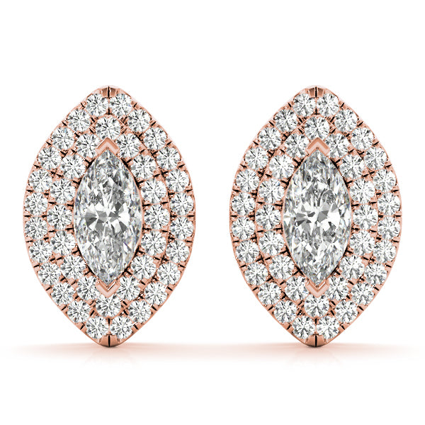 18K Rose Gold Marquise Diamond Halo Earring Set