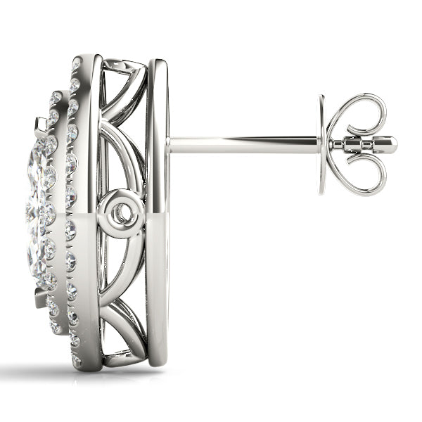14K White Gold Marquise Diamond Halo Earrings