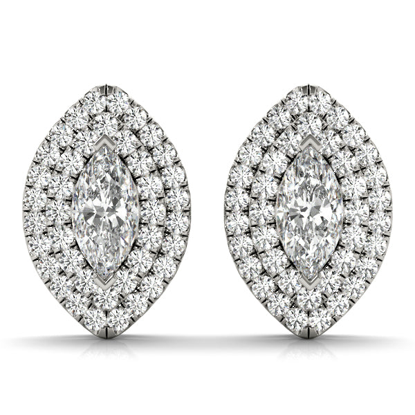 18K White Gold Marquise Diamond Halo Earring Set