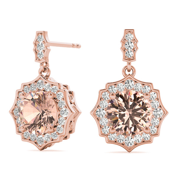 14K Rose Gold Round Diamond Fashion Earrings