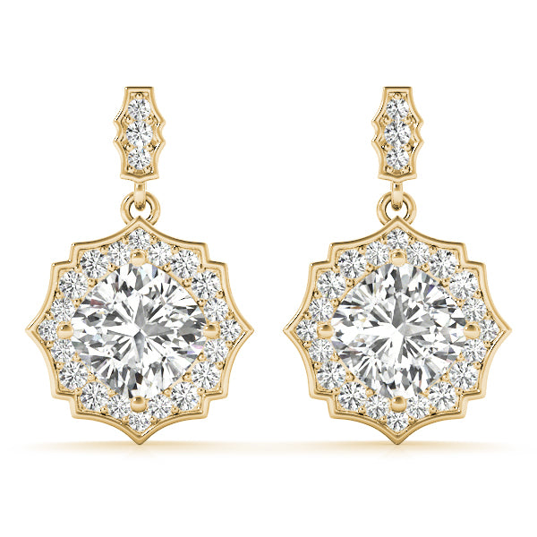 18K Yellow Gold Diamond Halo Stud Earrings
