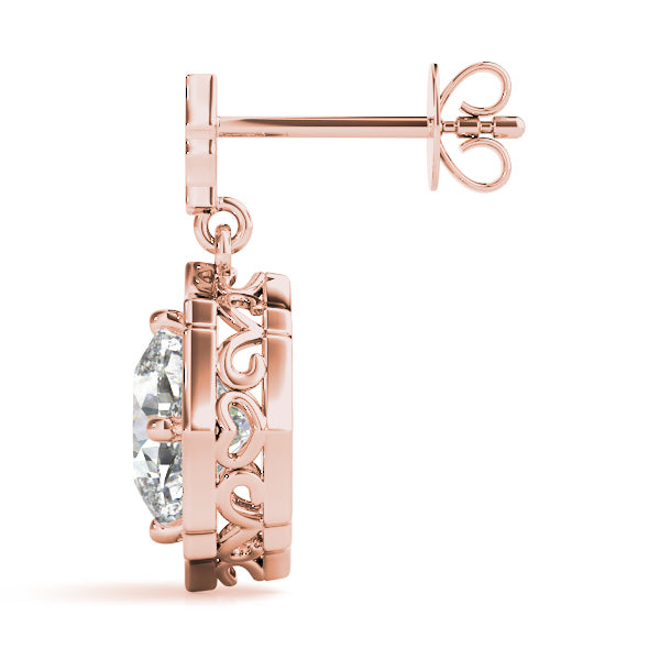 Rose Gold 5/8 CT Diamond Halo Stud Earrings