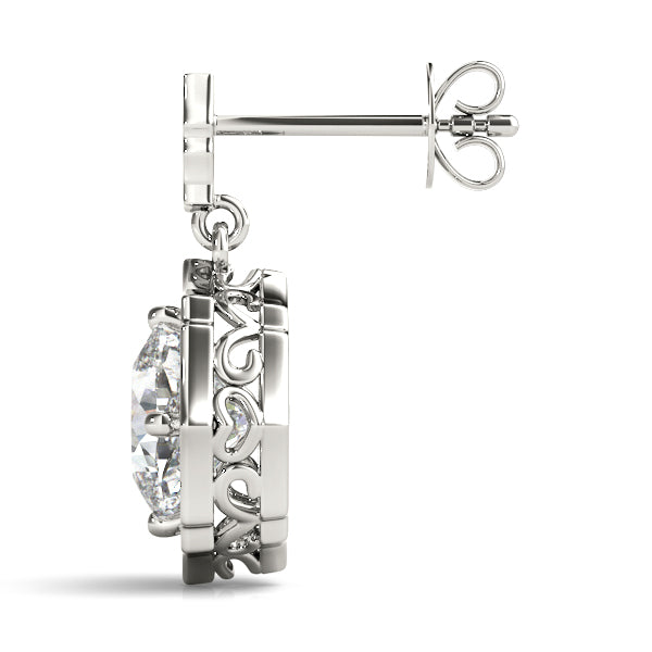 White Gold Lab Diamond Scalloped Halo Earrings