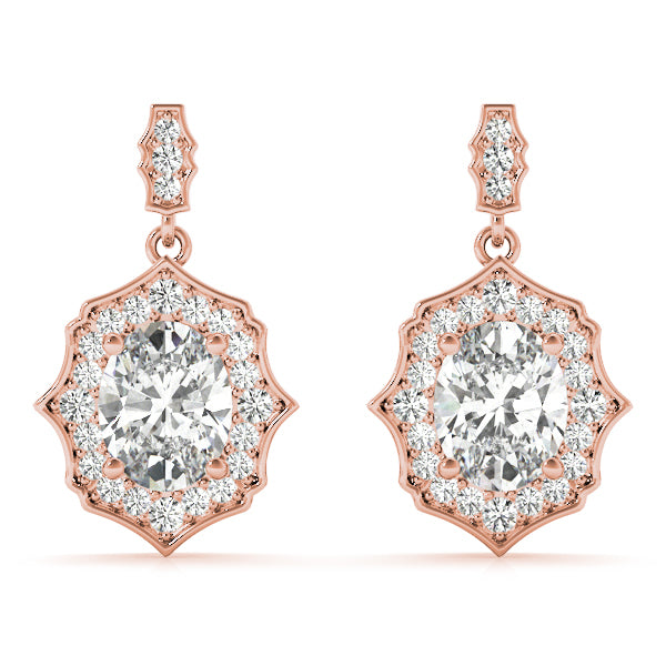 Rose Gold Lab Diamond Oval Halo Earrings