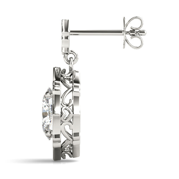 Platinum Oval Diamond Halo Earrings - Lab Grown