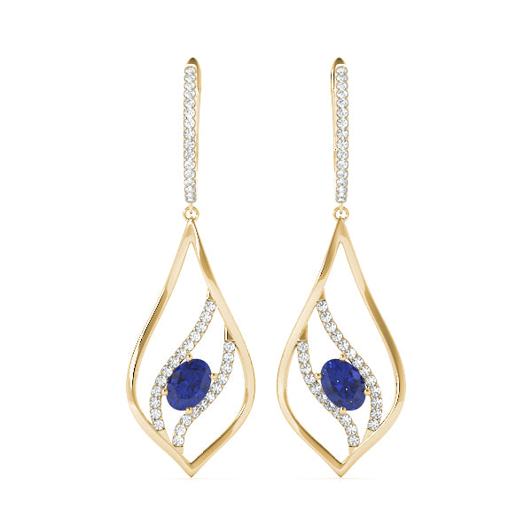 Yellow Gold Lab Diamond Oval Fashion Earrings