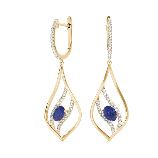 14K Yellow Gold Lab Diamond Oval Earrings