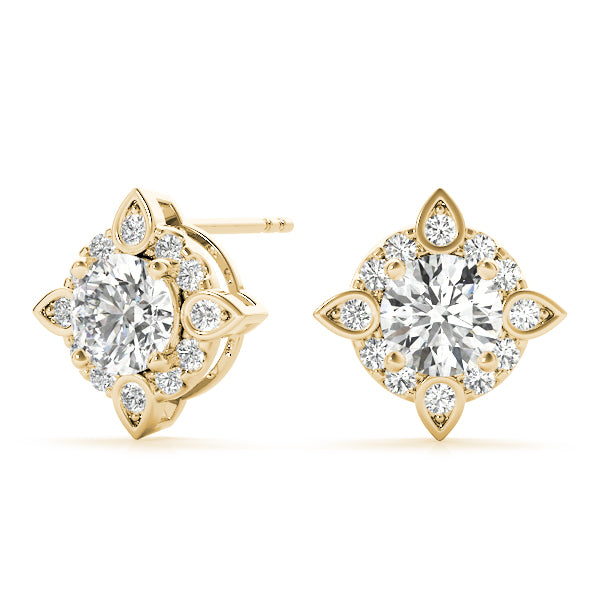 18K Yellow Gold Diamond Cluster Earrings