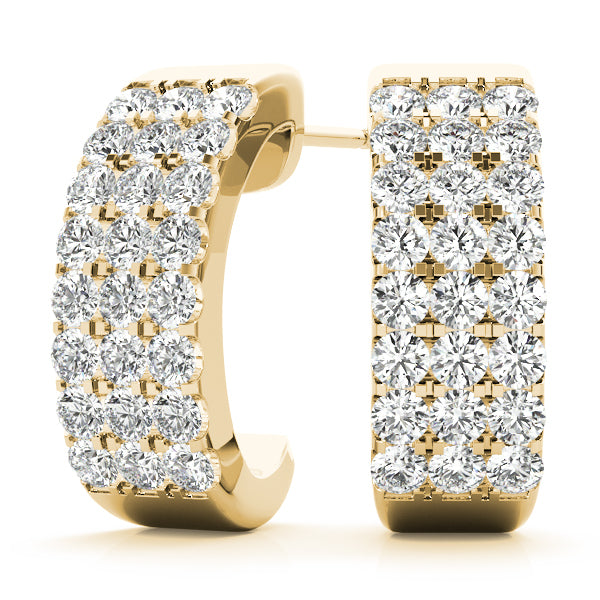 24-Diamond 18K Yellow Gold J-Hoop Earrings
