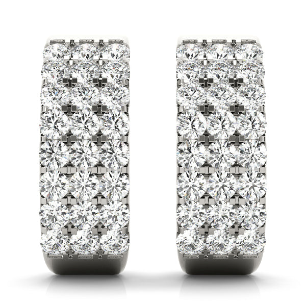 14K White Gold Lab Diamond J-Hoop Earrings