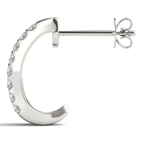 14K White Gold Lab Diamond J-Hoop Earrings