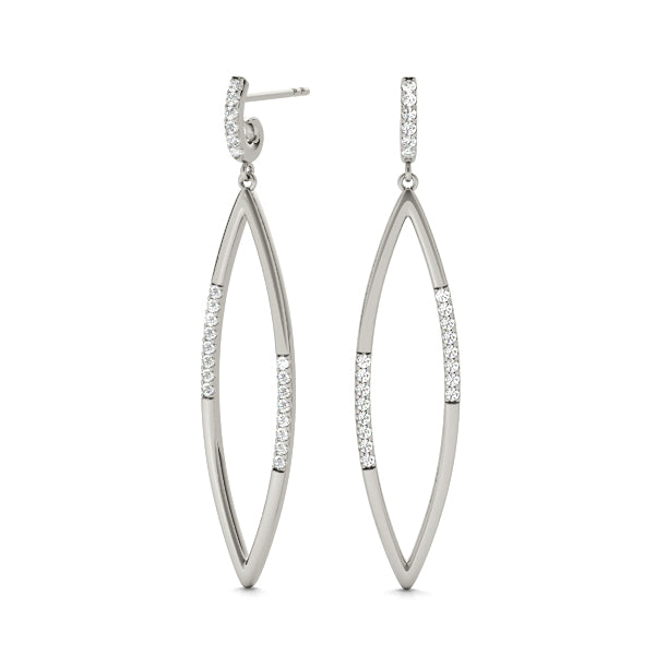 White Platinum Round Diamond Fashion Earrings