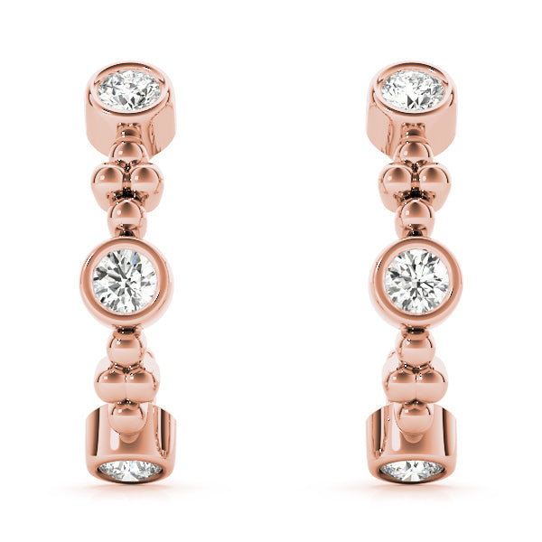 Rose Gold Diamond J-Hoop Earrings | Lab Grown